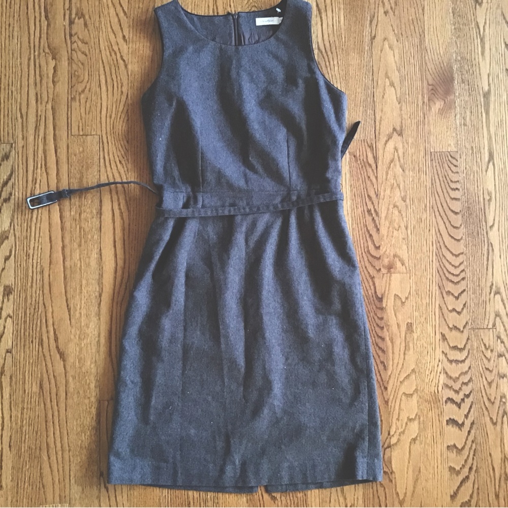 Vintage Wool Blend Dress Lined Gray Knee Length Pencil Dress Size Medium M